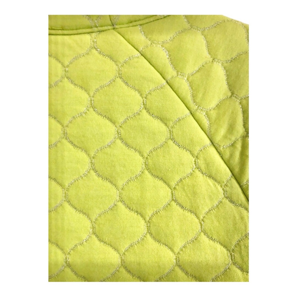 Talbots quilted silver lined lime green mockneck sweater top size medium new - Picture 3 of 10